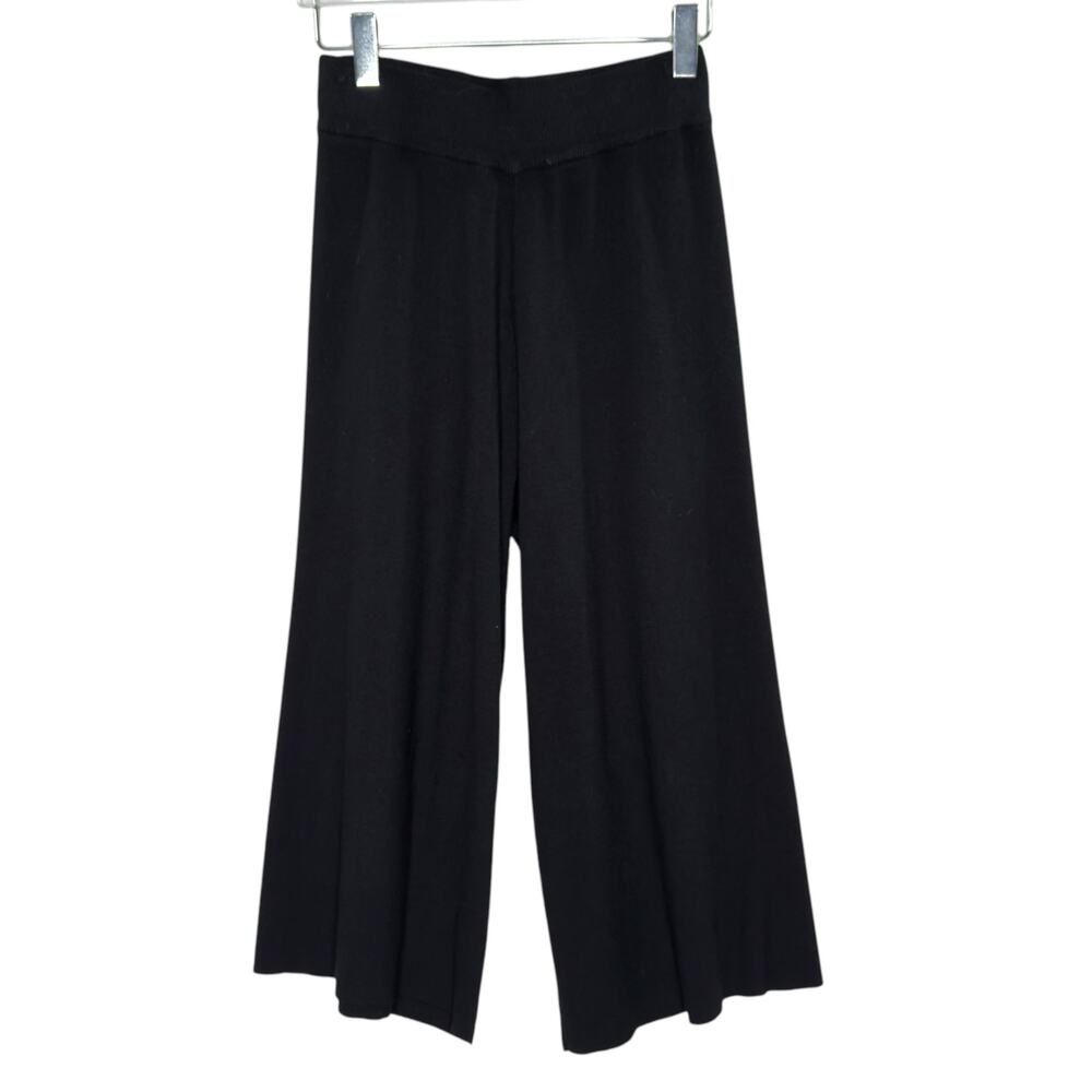 Modern Citizen M Womens Wide Leg Knit Sweater Pants Black Cropped